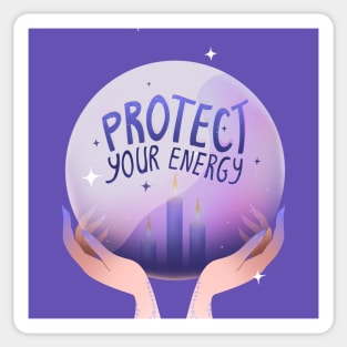 Magic ball in hands "Protect your energy" Sticker